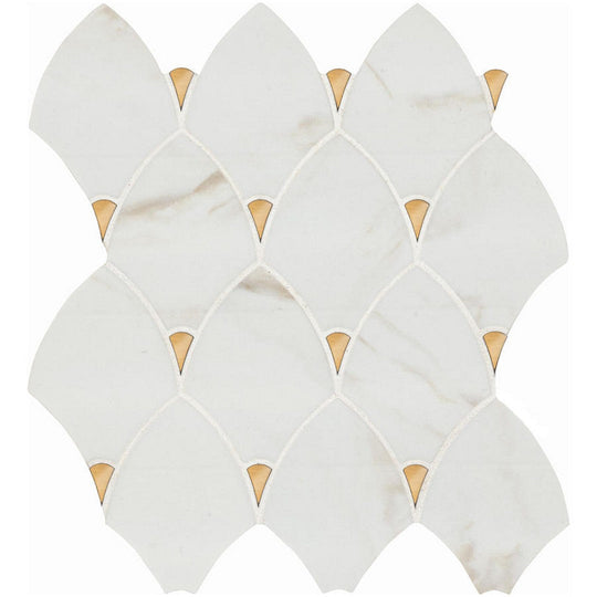 MS International 10" x 12" Citadel Gold Trident Matte Diamond Pattren Glass Mosaic