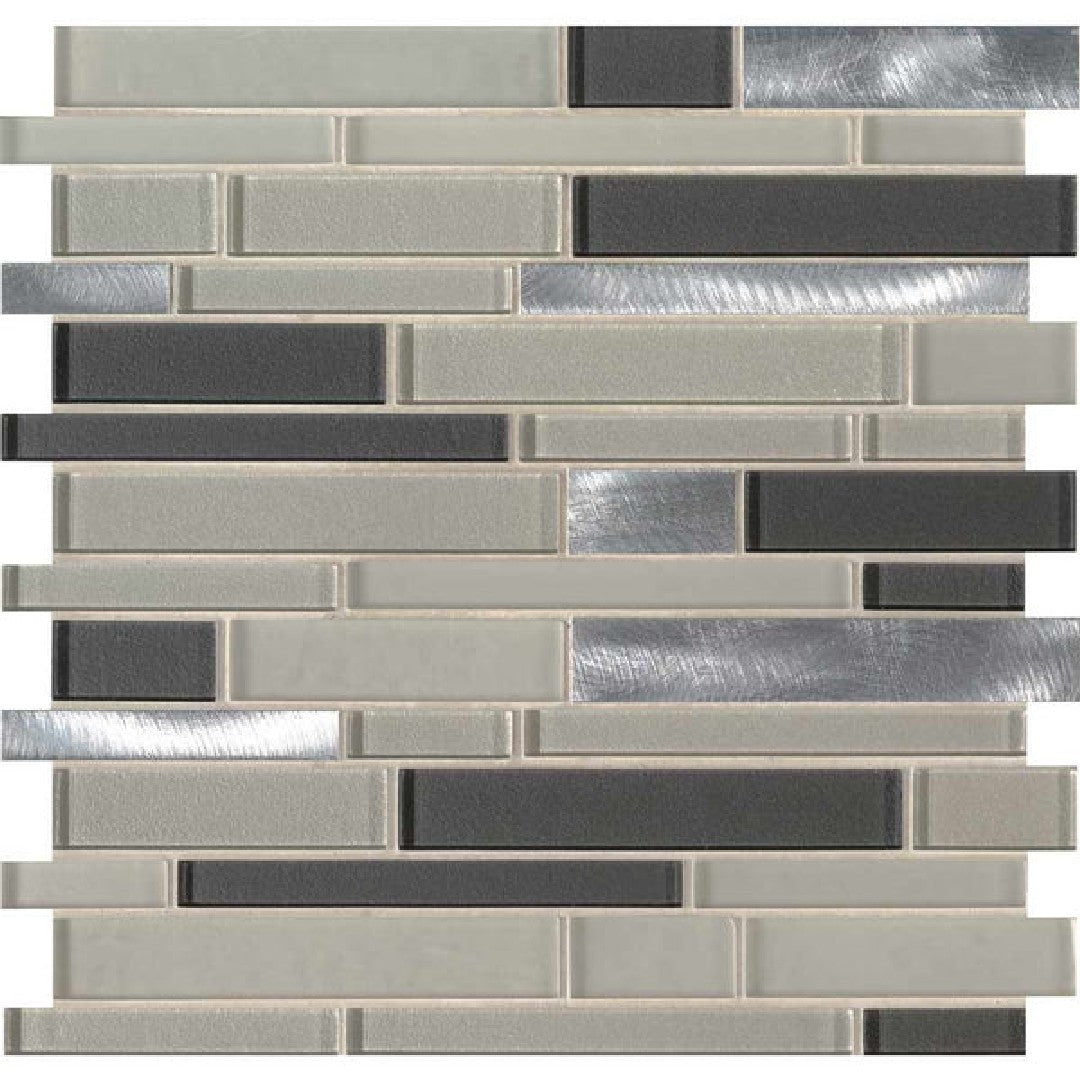 MS International 12" x 12" Decorative Blend Glass & Stone Mosaic