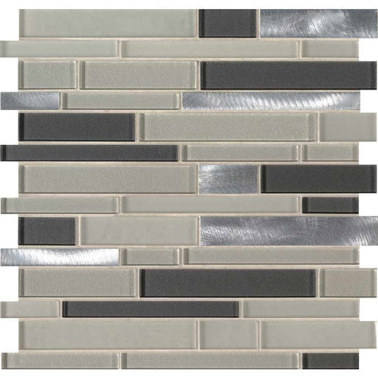 MS International 12" x 12" Decorative Blend Glass & Stone Mosaic