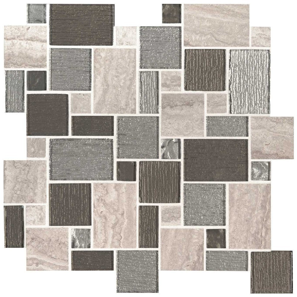 MS International 11.73" x 11.73" Decorative Blend Glass & Stone Mosaic