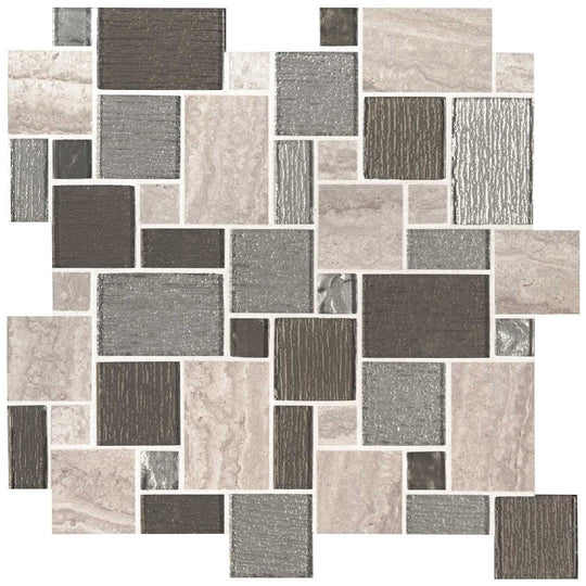 MS International 11.73" x 11.73" Decorative Blend Glass & Stone Mosaic