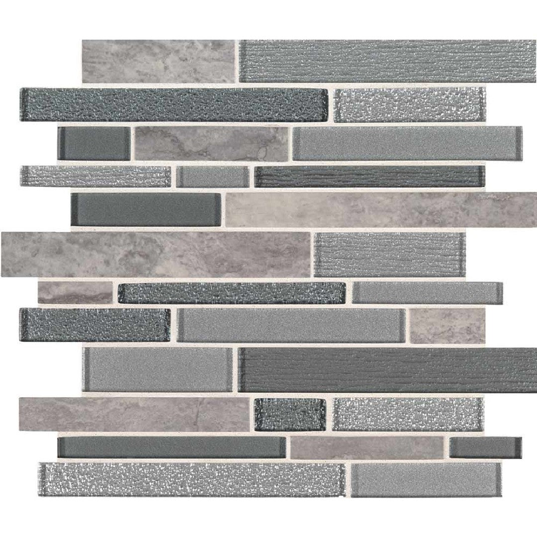 MS International 11.81" x 11.81" Decorative Blend Linear Glass & Stone Mosaic