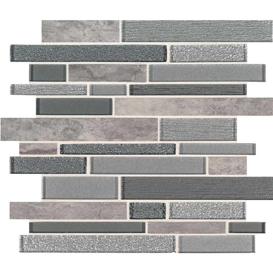 MS International 11.81" x 11.81" Decorative Blend Linear Glass & Stone Mosaic