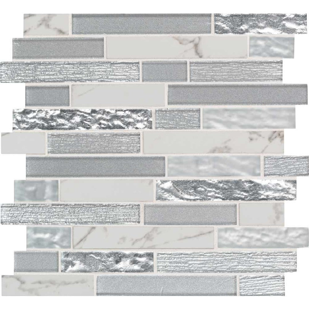 MS International 11.81" x 11.81" Decorative Blend Linear Glass & Stone Mosaic