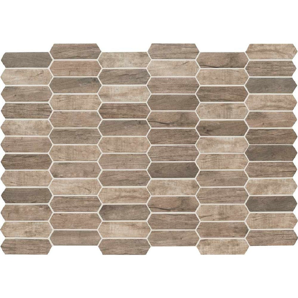 MS International 11.81" x 11.81" Driftwood Picket Fence Glass Mosaic