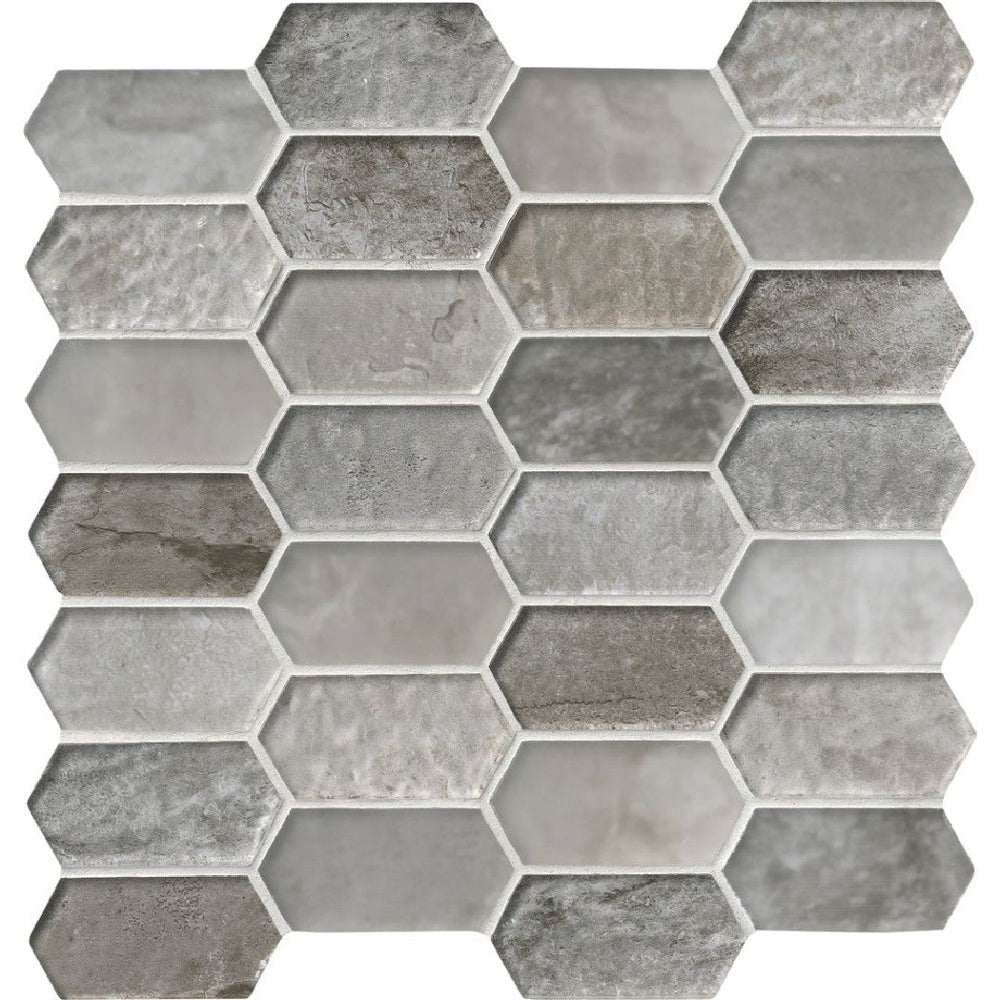 MS International 11.72" x 11.93" Savoy Picket Fence Glass Mosaic