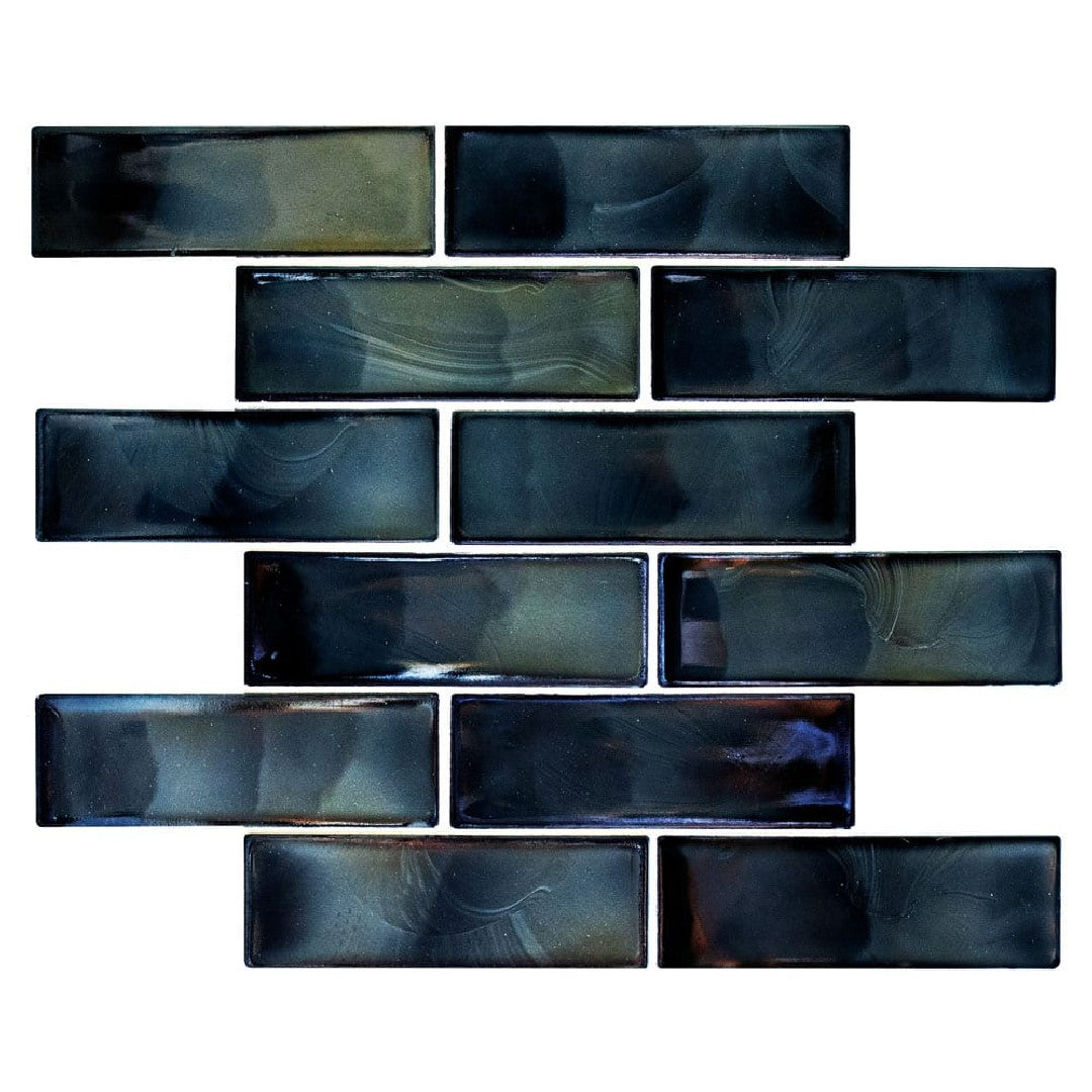 MS International 11.75" x 11.75" Carbonita Subway Brick Glass Mosaic