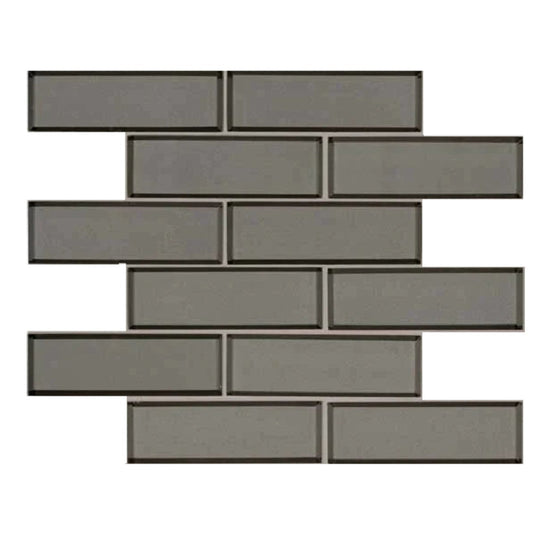 MS International 11.73" x 11.73" Champagne Glossy Brick Glass Mosaic