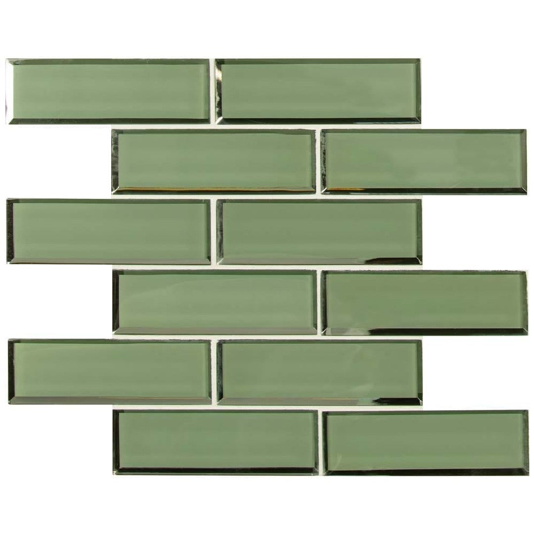 MS International 11.73" x 11.73" Subway Beveled Brick Glass Mosaic