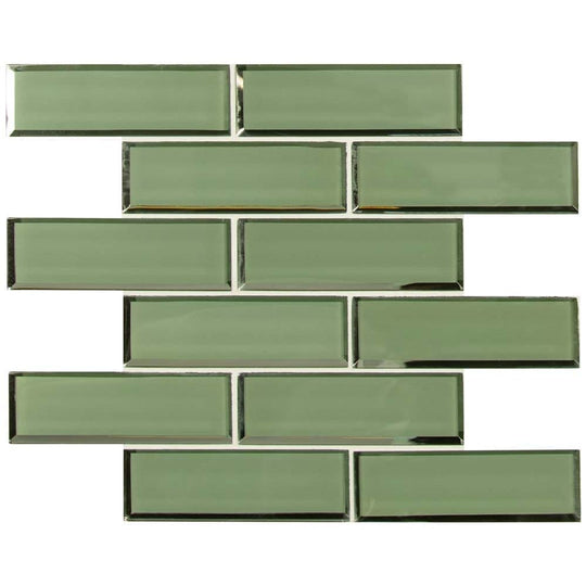 MS International 11.73" x 11.73" Subway Beveled Brick Glass Mosaic