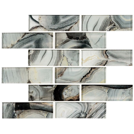 MS International 12" x 12" Midnight Agate Matte Glass Subway Tile