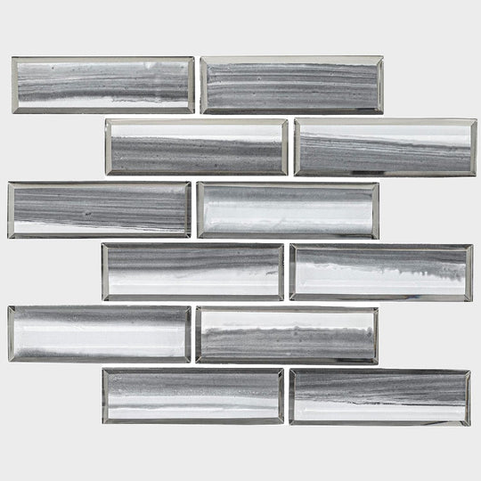 MS International 11.73" x 11.73" Ombre Grigia Subway Brick Glass Mosaic