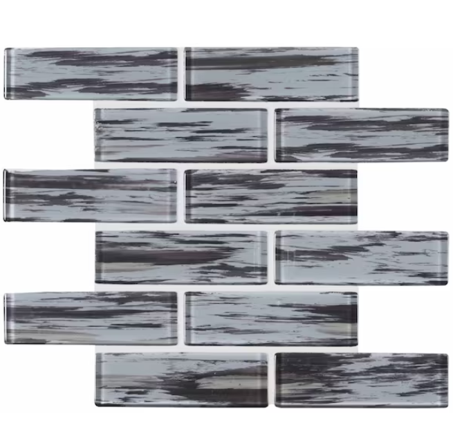 MS International 11.9" x 11.9" Verde Subway Brick Glass Mosaic