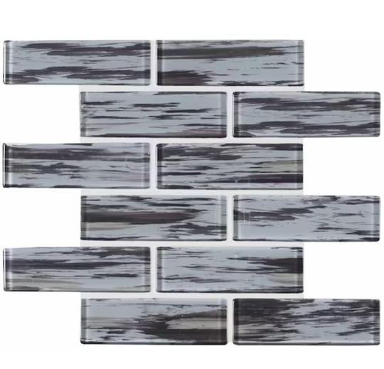 MS International 11.9" x 11.9" Verde Subway Brick Glass Mosaic
