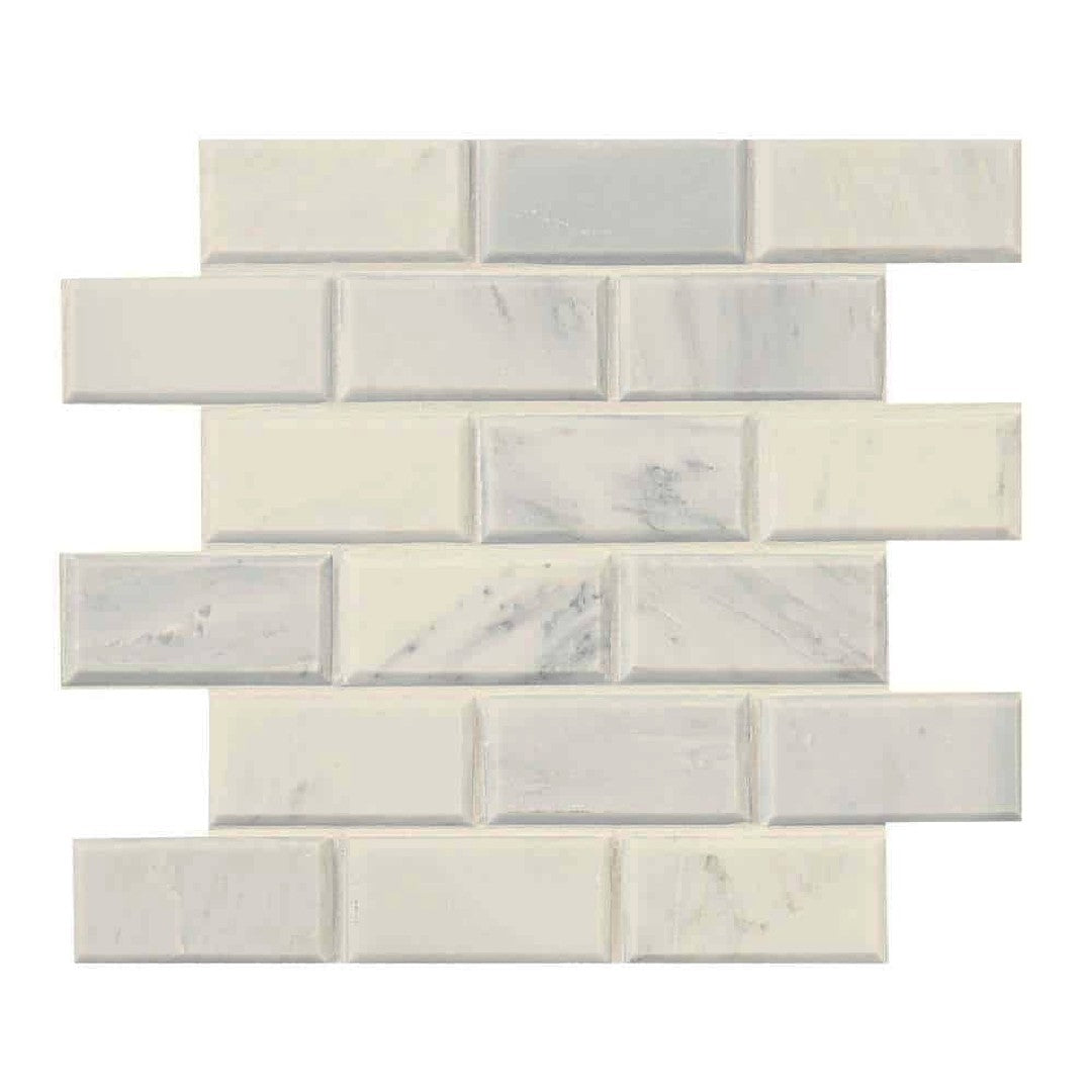 MS International 12" x 12" Greecian White Polished Beveled Brick Marble Mosaic