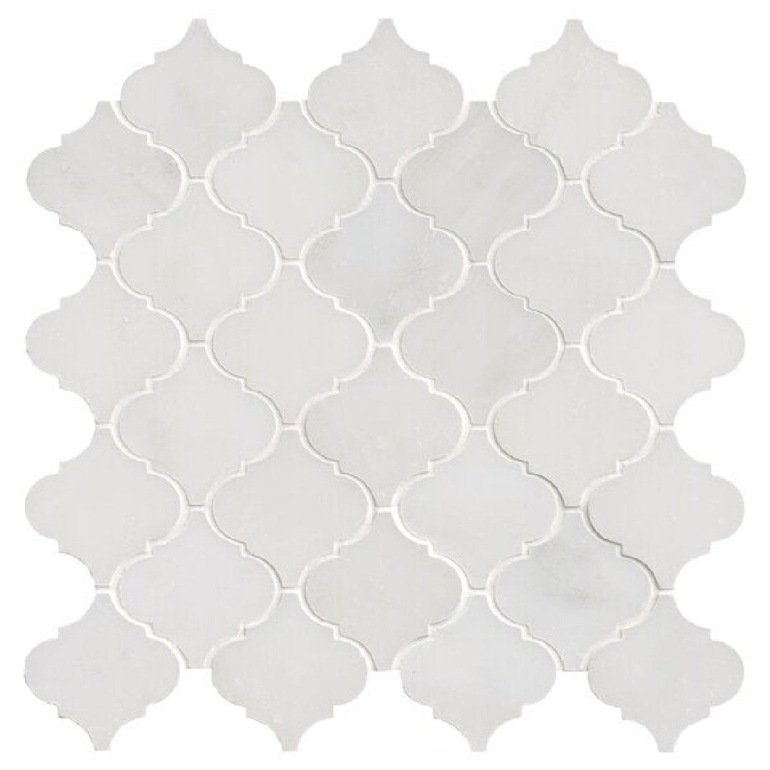 MS International 12" x 12" Greecian White Polished Arabesque Marble Mosaic