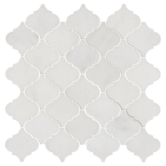 MS International 12" x 12" Greecian White Polished Arabesque Marble Mosaic