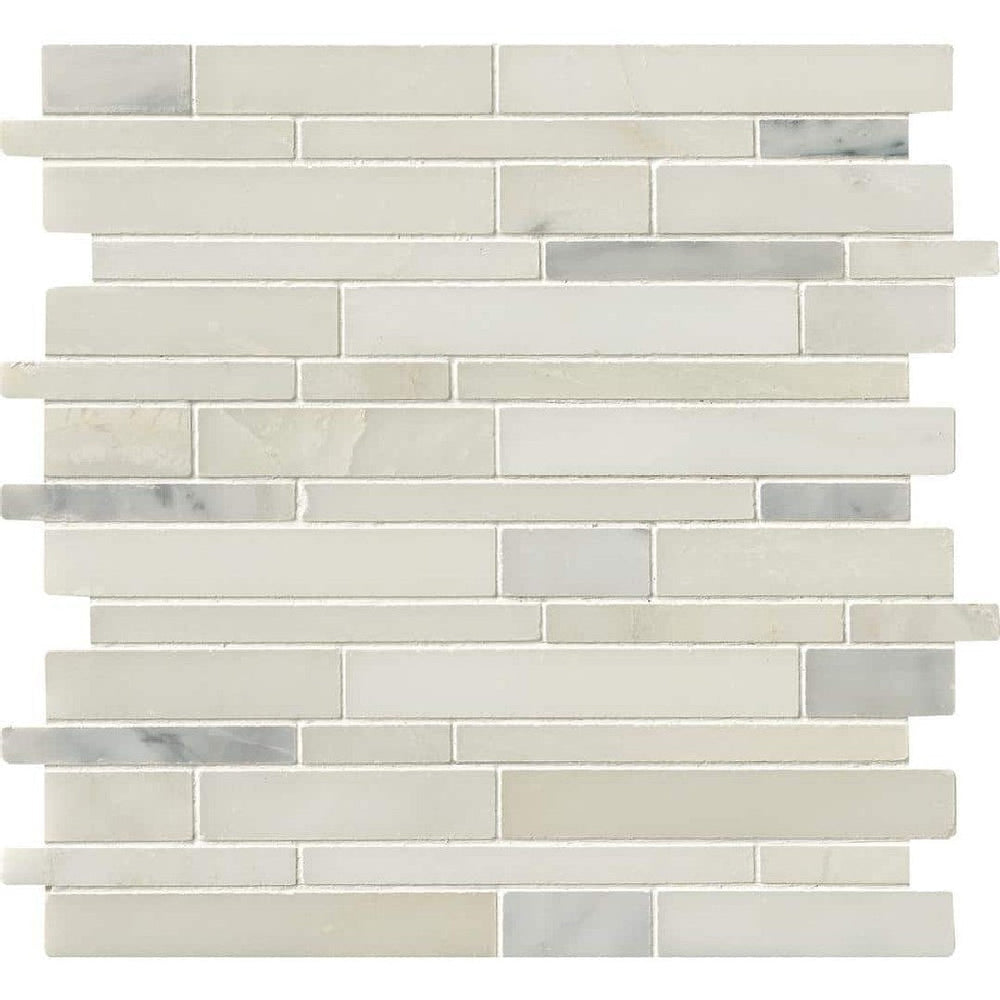MS International 12" x 12" Greecian White Polished Linear Marble Mosaic