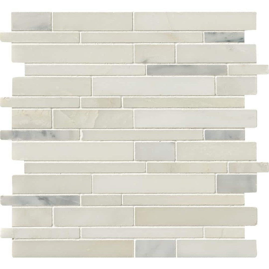 MS International 12" x 12" Greecian White Polished Linear Marble Mosaic