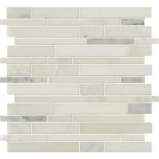 MS International 12" x 12" Greecian White Polished Linear Marble Mosaic