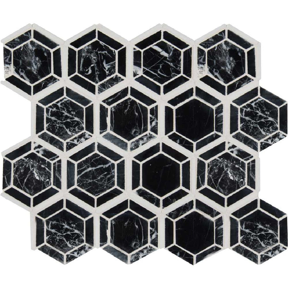 MS International 11.50" x 13.25" Hexagono Polished 2" Hexagon Marble Mosaic