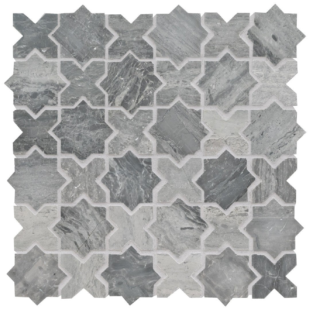 MS International 12" x 12" Montague Blue Polished Marble Mosaic