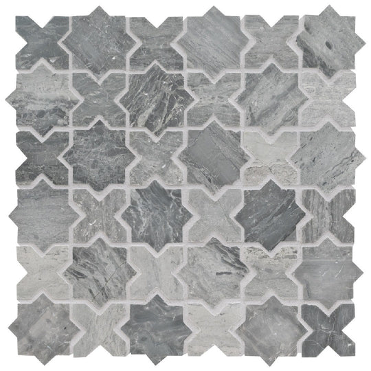 MS International 12" x 12" Montague Blue Polished Marble Mosaic