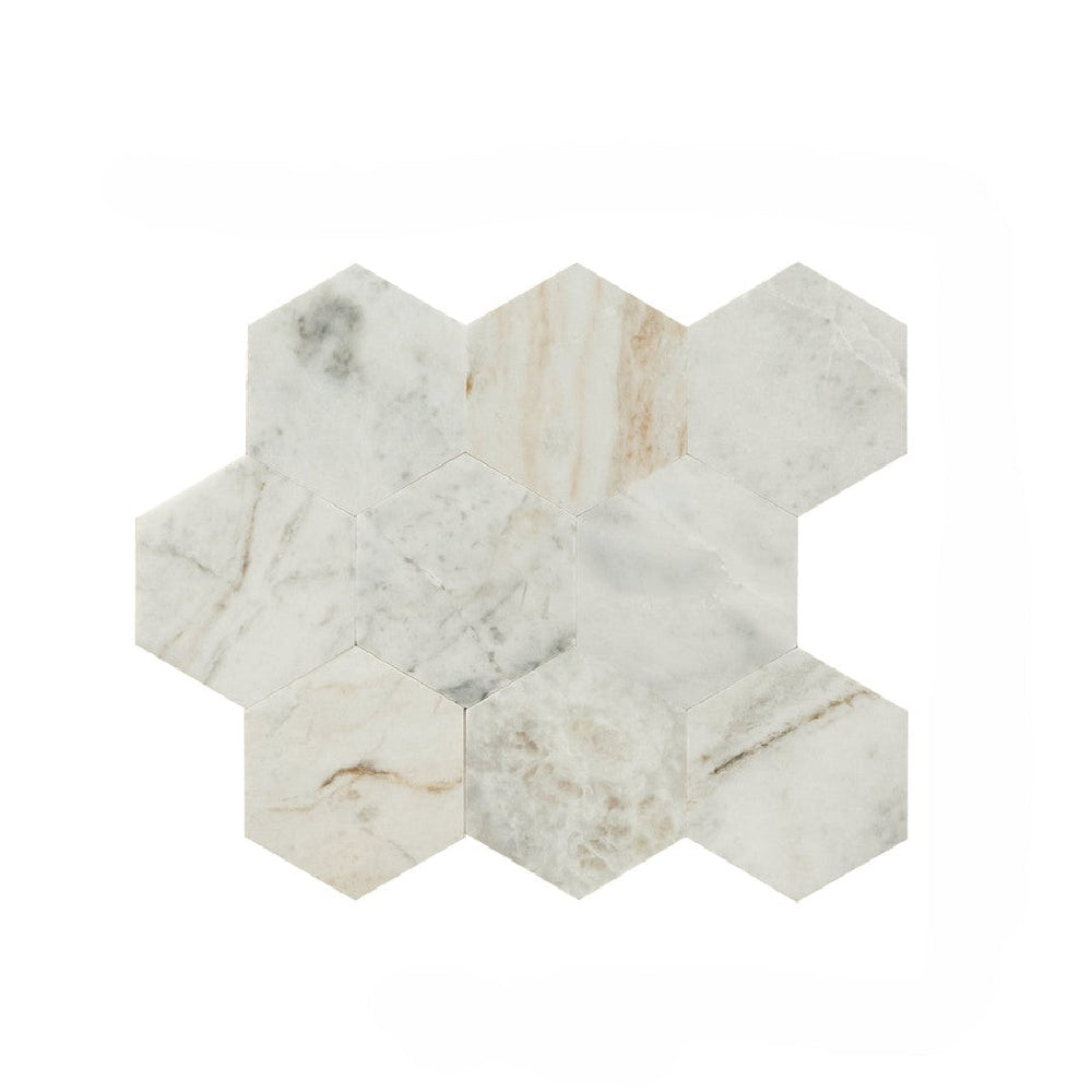 MS International 10" x 11.60" Stik Wall Tile Honed 4" Hexagon Marble Mosaic