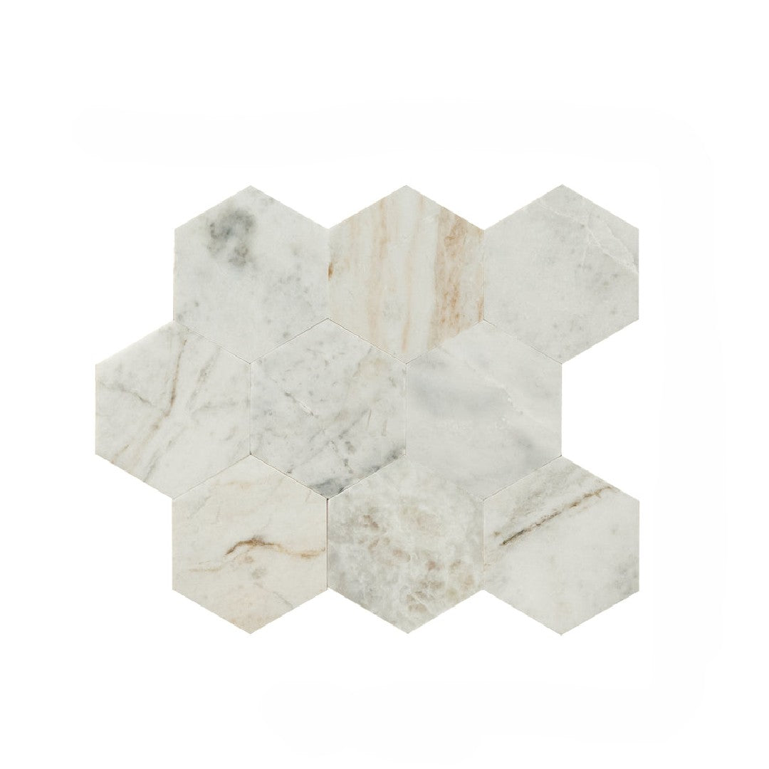MS International 10" x 11.60" Stik Wall Tile Honed 4" Hexagon Marble Mosaic