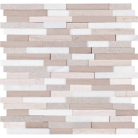 MS International 12" x 12" Arctic Storm Honed 3D Peel & Stick Marble Mosaic
