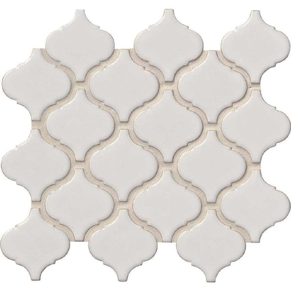 MS International 12" x 12" Bianco Glossy Arabesque Porcelain Mosaic