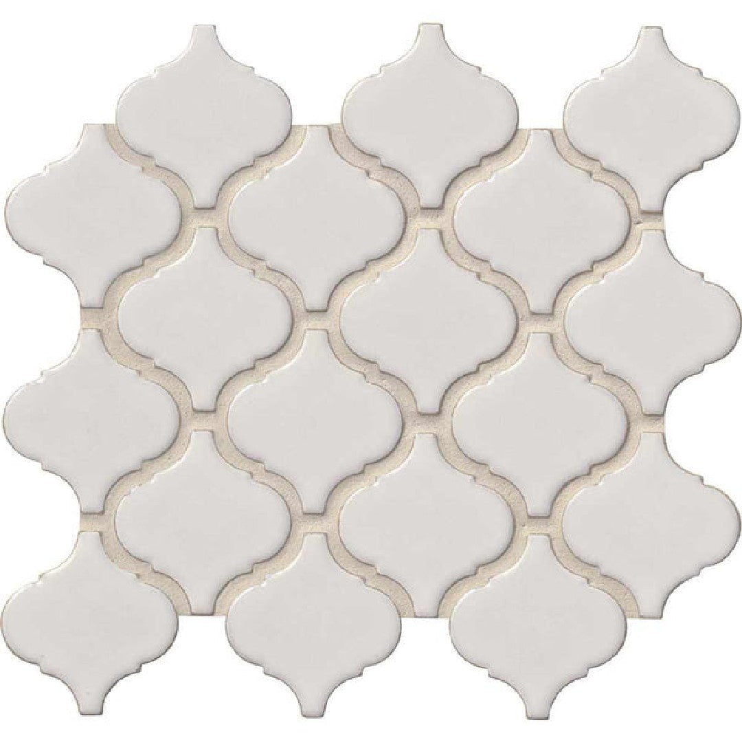 MS International 12" x 12" Bianco Glossy Arabesque Porcelain Mosaic