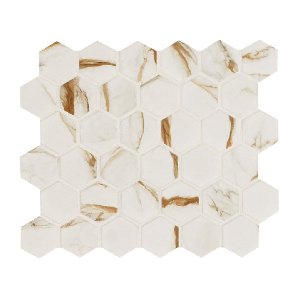MS International 12" x 12" Calacatta Matte 2" Hexagon Porcelain Mosaic