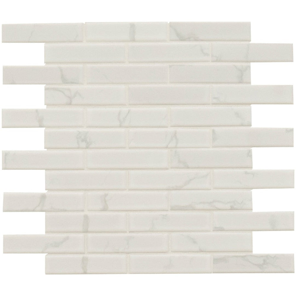 MS International 11.81" x 12.01" Carrara White Matte Porcelain Mosaic