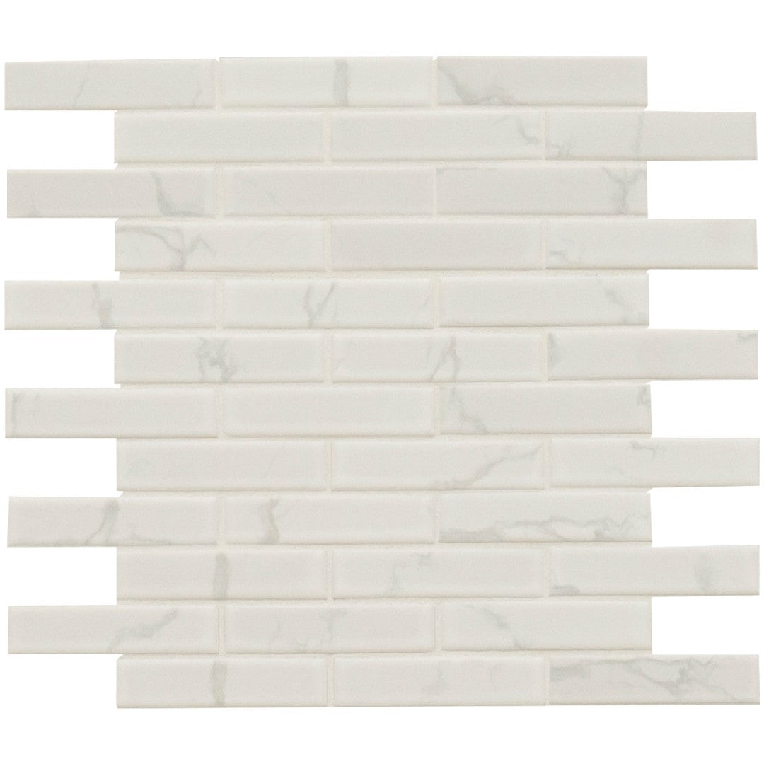 MS International 11.81" x 12.01" Carrara White Matte Porcelain Mosaic