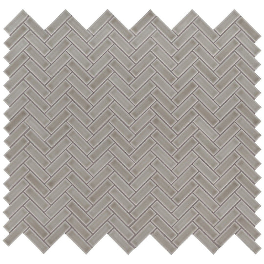 MS International 11.30" x 12.56" Highland Park Glossy Herringbone Ceramic Mosaic