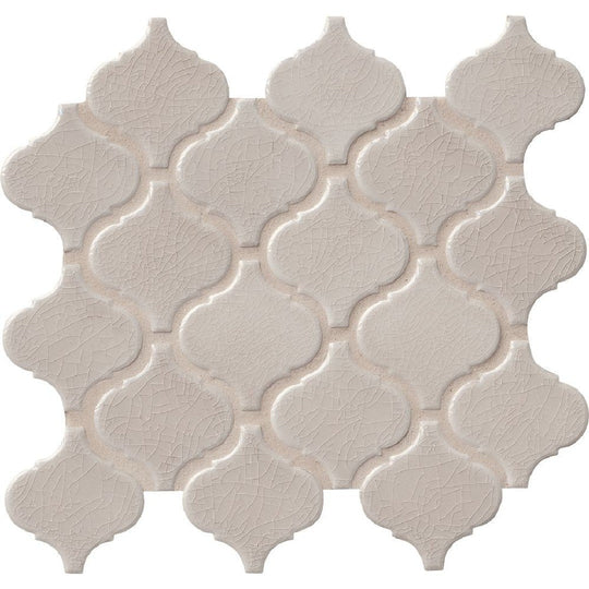 MS International 12" x 12" Fog Glossy Arabesque Ceramic Mosaic