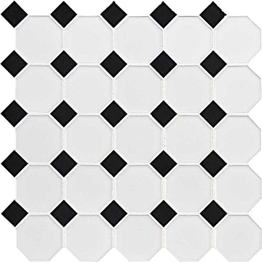 MS International 12" x 12" Domino Retro Glossy Octagon Porcelain Mosaic