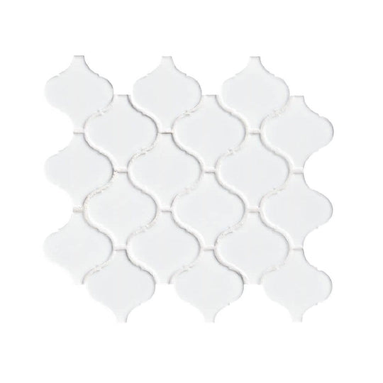 MS International 11.30" x 12.20" Domino Retro Glossy Arabesque Porcelain Mosaic