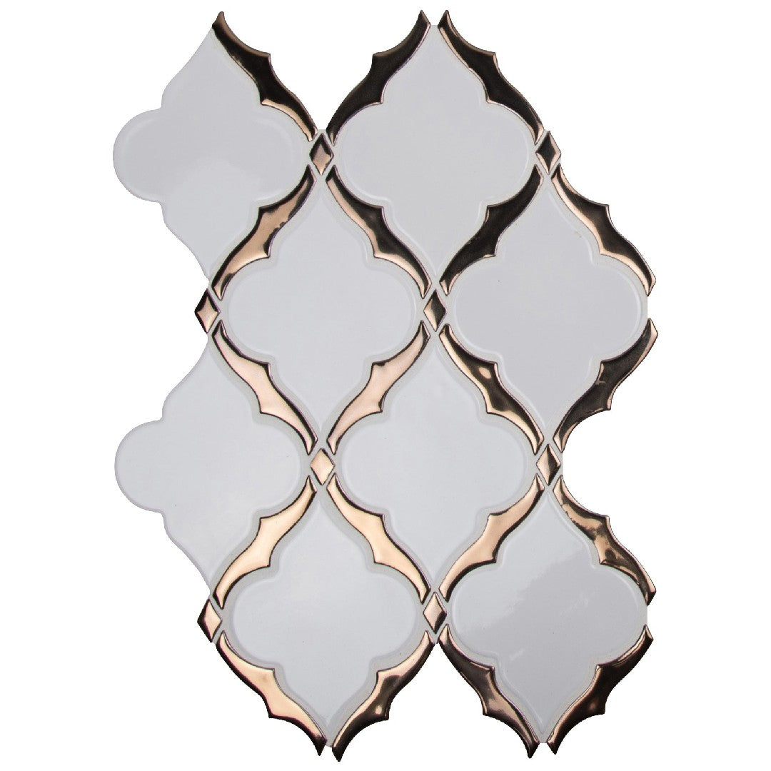 MS International 10.59" x 14.13" Highland Park Glossy Arabesque Ceramic Mosaic