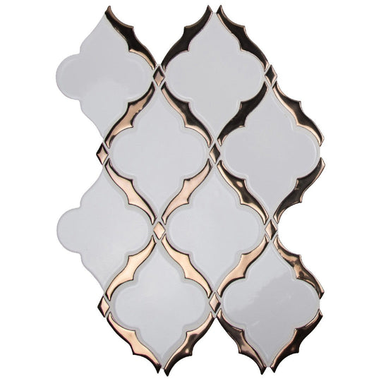 MS International 10.59" x 14.13" Highland Park Glossy Arabesque Ceramic Mosaic