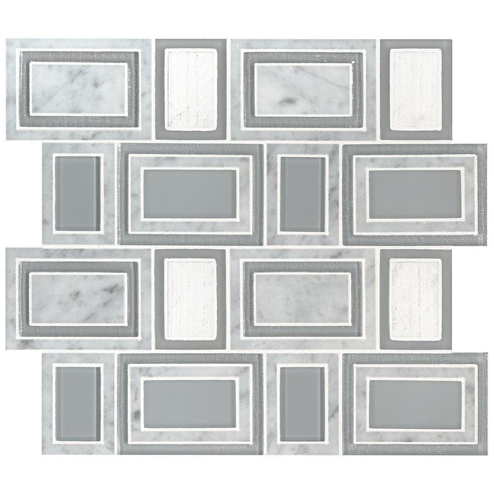 MS International 11.25" x 12" Decorative Blends Pinwheel Glass & Stone Mosaic