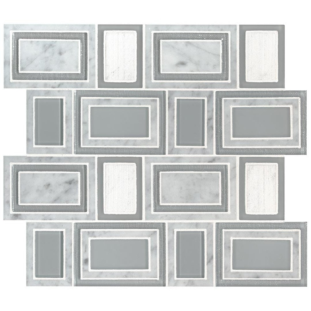 MS International 11.25" x 12" Decorative Blends Pinwheel Glass & Stone Mosaic