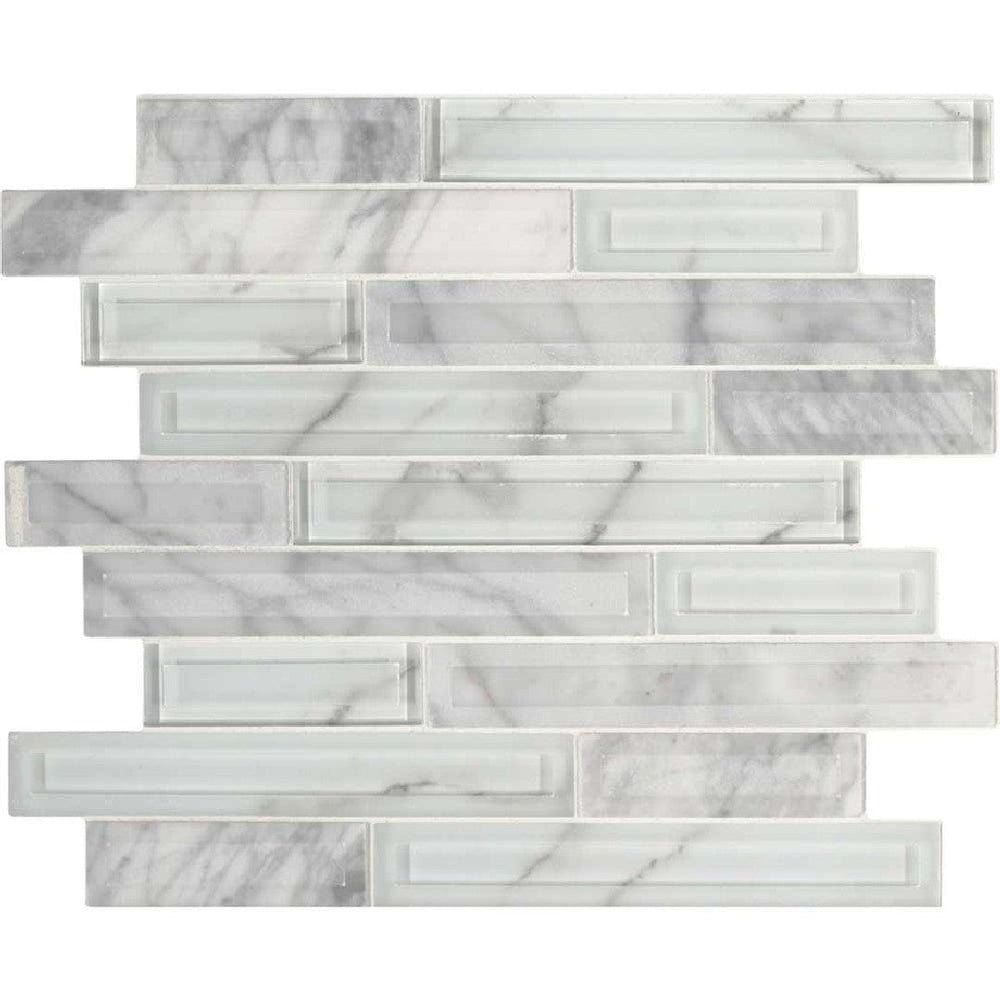 MS International 11.61" x 12.20" Decorative Blend Glass Metal Linear Mosaic