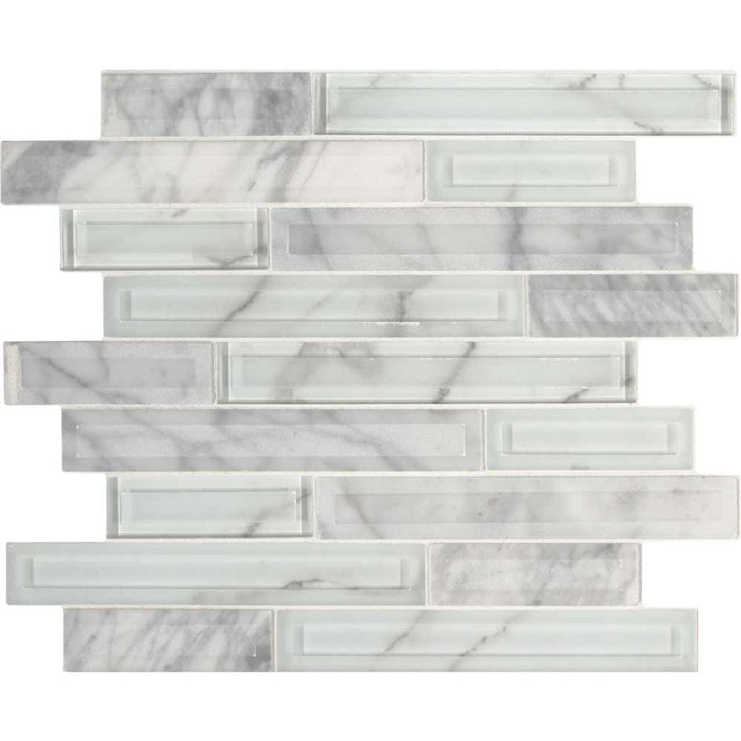 MS International 11.61" x 12.20" Decorative Blend Glass Metal Linear Mosaic