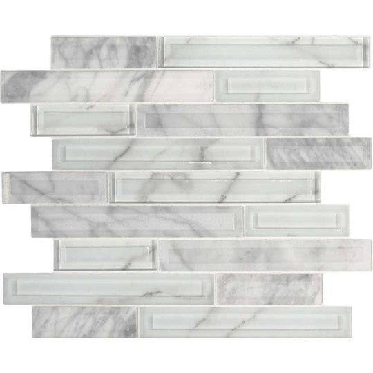 MS International 11.61" x 12.20" Decorative Blend Glass Metal Linear Mosaic