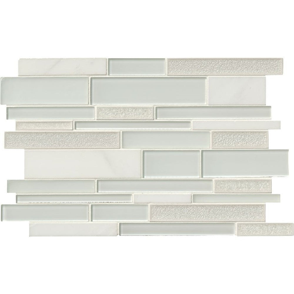 MS International 12" x 18" Decorative Blend Linear Glass & Stone Mosaic