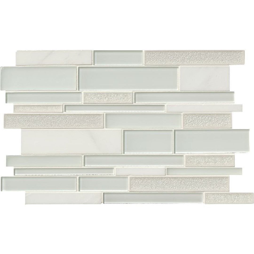 MS International 12" x 18" Decorative Blend Linear Glass & Stone Mosaic
