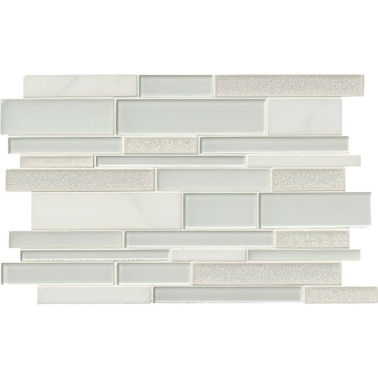 MS International 12" x 18" Decorative Blend Linear Glass & Stone Mosaic