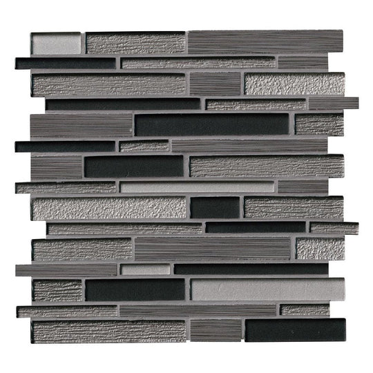 MS International 12" x 12" Decorative Blend Glass & Stone Mosaic